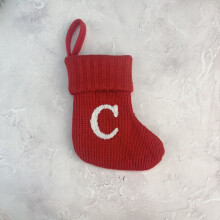 Ornament personalizat de șosete din lână cu litere, suport pentru cadouri de sărbători cu nume personalizat pentru dulciuri și delicii, accent