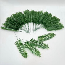 Mini hojas tropicales decorativas – 50 unidades, hojas de palma artificiales de 28 cm para fiestas temáticas de la jungla y decoración de