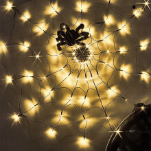 Comefolife - 60 luces LED de telaraña para Halloween con control remoto, 1 araña, 8 modos y temporizador – Compatible con la decoración de