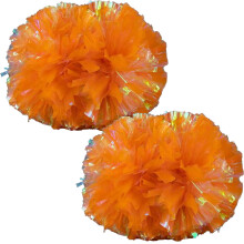 Lot de 2 pompons de pom-pom girl en feuille métallique, boules de fleurs, pompons de pom-pom girl, orange