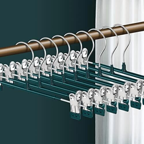 Adjustable Clip Pants Hangers 20-Pack Green