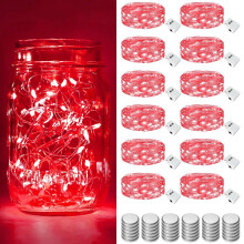 Valentin-napi 12 darabos LED-es tündérfények, elemes, vízálló, ezüst dróttal, 2,1 m, 20 LED, szentjánosbogár/csillagos/hold dizájn