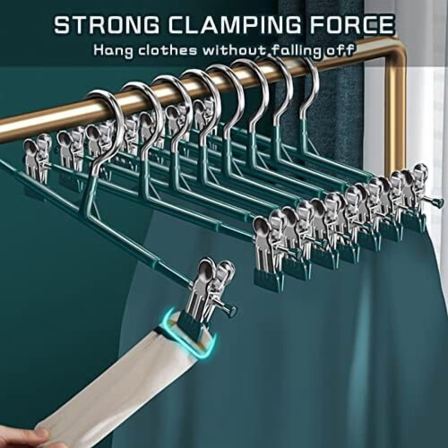 Adjustable Clip Pants Hangers 20-Pack Green 1