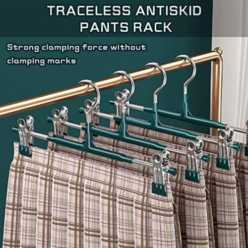 Adjustable Clip Pants Hangers 20-Pack Green 2