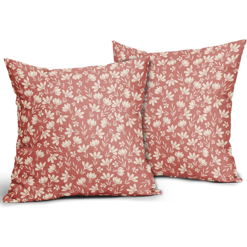 Conjunto de 2 capas de almofada florais em linho, 45x45 cm (18x18 polegadas). 1