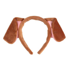 DESIGNICE Haarbanden voor Dames, Antislip, Pluche Make-up Haarband, Schattige Haarbanden met Hondenoortjes voor Dames, Bruin