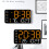 LED Wall Clock with Date Week Temp Humidity Orange Large 7