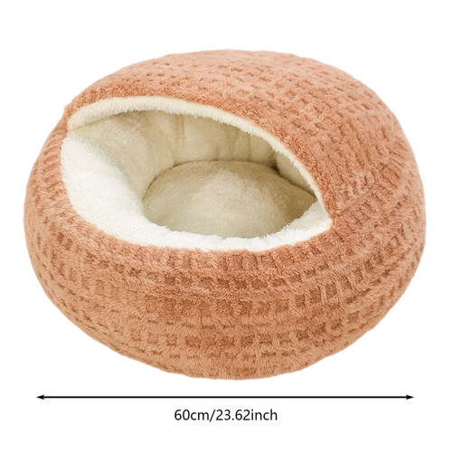 Cozy Cocoon Pet Bed - Ημικλειστό βελούδινο κρεβάτι σκύλου για μικρά σκυλιά και γάτες, 1
