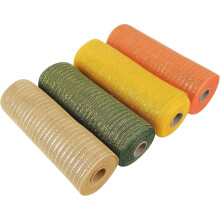2 Rolla Ribín Mogaill 10" x 10 Slat le haghaidh Fleascán, Scragall Miotalach Lonrach – Cásca, Nollaig, Bainis, DIY, Fillteán Bronntanais