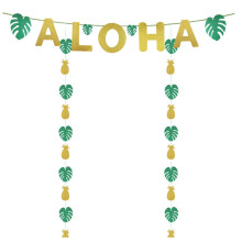 Fest Hawaiiansk Banderoll Tillbehör Vågvippor Tropisk Sommardekoration Luau Djungel Födelsedagsdekor Hängande Födelsedagar