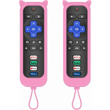 Capa rosa para controle remoto da TV Hisense Roku (pacote com 2)