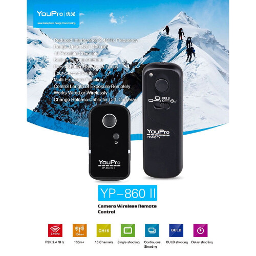 YouPro YP-860DC2 Ασύρματος Δέκτης Απελευθέρωσης Κλείστρου 2.4G (16 Κανάλια), Συμβατός με Nikon 2