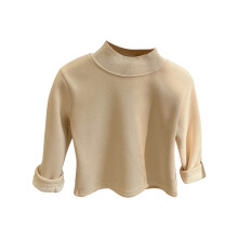 T-shirt met lange mouwen voor meisjes, casual, effen kleur, met ruches en een semi-colkraag. Zacht, warm en comfortabel, dikke basislaag, pullover
