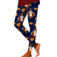 Högmidjade leggings för kvinnor, Thanksgiving kalkonmönster, bekväma, andningsbara leggings för kvinnor, sömlösa träningsleggings