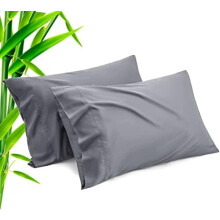 Sötétszürke, King Size Bambusz Műselyem Párnahuzat, 2 db-os, Hűsítő, Lélegző, Borítékzárral, 50x102 cm