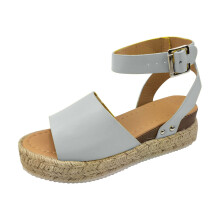 Sandali estivi da donna con punta aperta, scarpe casual con zeppa e plateau, scarpe casual in tela 43 grigio