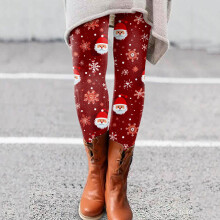Punaiset kukkakuvioiset nilkkapituiset polyesteri-elastaanileggingsit naisille, pehmeät ja joustavat, taiteellinen roiskekuvio, 3XL — Sopii
