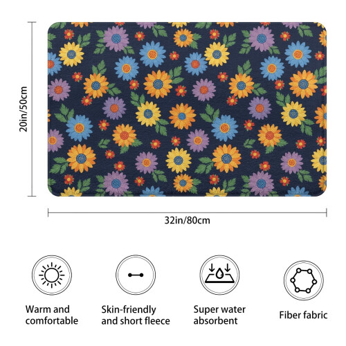 Tapete de banheiro Pioneer Flower Floral em microfibra, 50 x 80 cm (20 x 32 polegadas) 2