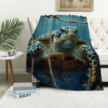 Couverture Patifu Tortue Marine pour Enfants, Couverture de Lit Créatures Marines du Monde Sous-Marin pour Garçons et Filles, Couverture Animaux