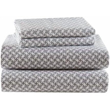 True North Baumwollflanell-Bettwäscheset – Gemütliches Schneeflockenmuster, 100 % Baumwolle, tiefe Taschen (bis zu 35,5 cm), Queen-Size, 4-teilig