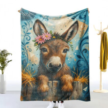 Couverture en flanelle à motif âne mignon – Douce, chaude et épaisse, idéale pour enfants et adultes, décoration canapé/lit, cadeau –