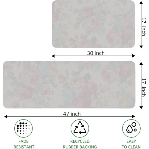 Kitchen Mats Set of 2 – Linen Non-Slip 1