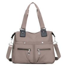 Strukturierte Damen-Tragetasche – Große Nylon-Schultertasche mit mehreren Fächern und Reißverschluss, leichte Reisetasche für