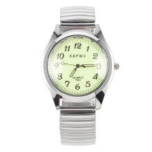 DESIGNICE Herrenuhr mit leicht ablesbarem Stretcharmband und Leuchtzifferblatt – Silber