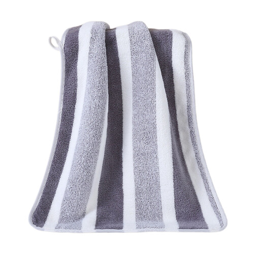 Badhandduk i korallfleece – stor randig, 75x35cm 1