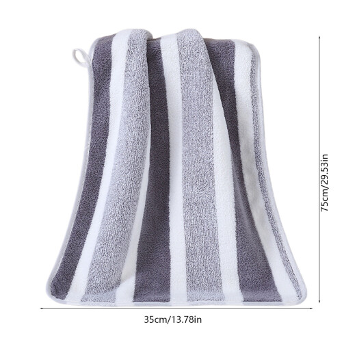 Badhandduk i korallfleece – stor randig, 75x35cm 2