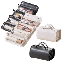Waterdichte leren make-uptas met afneembare vakjes (4 vakjes)
