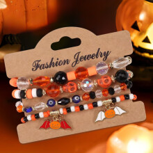 Halloween-armband för kvinnor och flickor – Stapelbara stretchiga vänskapsarmband i set för påsk, mors dag, jul, St. Patrick's Day, Mardi