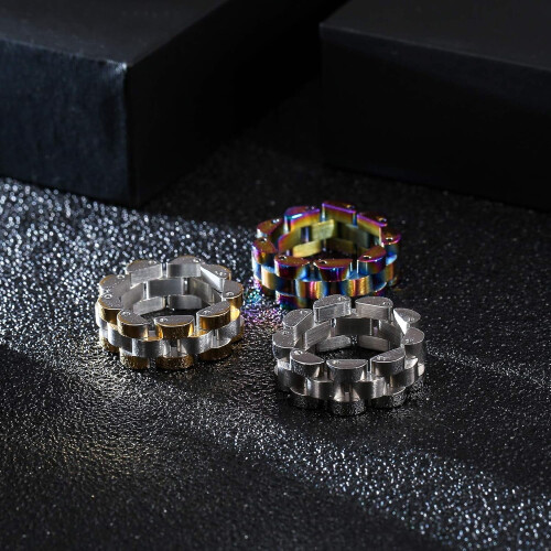 Statement-Ring aus massivem Edelstahl mit Hip-Hop-Uhrenarmband-Design 2