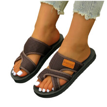 Damenschuhe, Sandalen für Damen, offene Zehen, flache Sommersandalen, Hausschuhe, braun, Größe 9
