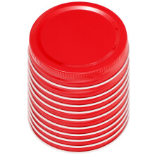 12 tapas reutilizables de boca ancha para tarros Mason, para envasado al vacío, color rojo.