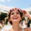 Tiara de flores de Páscoa com rosas e folhas artificiais, rosa. 5
