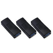 3 piezas de conectores acopladores USB 3.0 tipo A hembra a hembra, color negro.