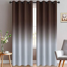 Ombre-Verdunkelungsvorhänge, 52 x 84 Zoll, Grau-Weiß-Braun, 2 Stück