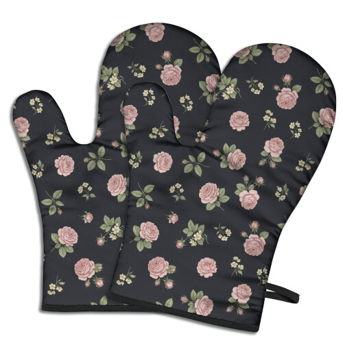 Ofenhandschuhe mit Blumenmuster, 2er-Pack, 19,5 x 30,5 cm