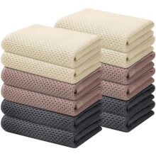 Torchons de cuisine gaufrés 100 % coton, paquet de 12, 33 x 71 cm