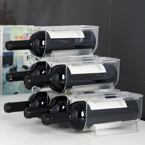 Plastic Wine Rack Stackable Display and Fridge Storage PET Plastic Great for Home Kitchen Refrigerator, Bar, Countertop, or Dining Room Use 2