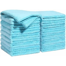 Chiffons de nettoyage en microfibre cyan, 30 x 30 cm, réutilisables, non pelucheux, ultra-absorbants – pour la cuisine, la voiture et la maison