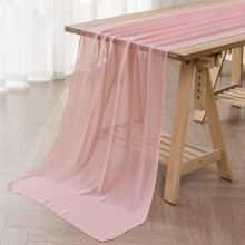 6-teiliger hellrosa Chiffon-Tischläufer (12 x 118 Zoll) für rustikale Hochzeitsfeiern und Geburtstagsdekorationen