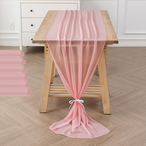 Lyserød chiffon bordløber 30 x 28 cm 1