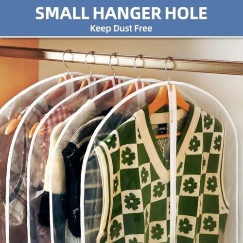 Sacos plásticos transparentes de 60 polegadas com zíper, capas impermeáveis para roupas como vestidos, casacos e uniformes (pacote com 12) 2