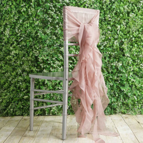 BalsaCircle6Dusty Rose Premium Solid Curly Chiffon Chair Sashes Slipcovers 1