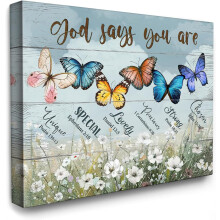 Christian Butterfly Canvas Wall Art – "God Says You Are a Butterfly" Inspirational Framed Poster, 12x16", Compatible with Modern Home Decor