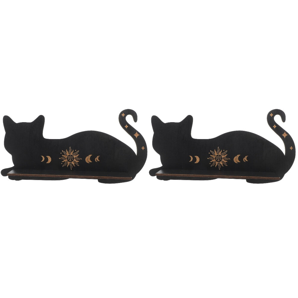 2Pcs Floating Shelf Wooden Book Cat Shape Display Shelf Wall-Mounted Display Rack 9557311246449