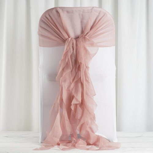 BalsaCircle6Dusty Rose Premium Solid Curly Chiffon Chair Sashes Slipcovers 2