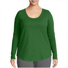 Camisetas casuales para mujer, color liso, cuello redondo, manga larga, estilo oversize, tallas S-5XL